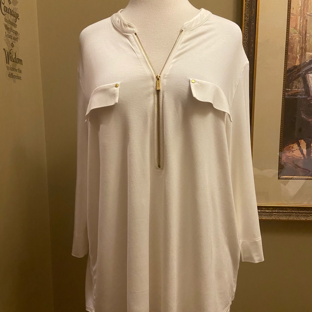 Calvin Klein Top with Gold Zipper - Size XL